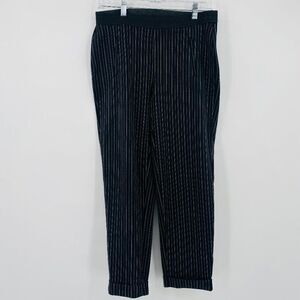 LOFT Size Small Black White Pinstripe Pull On Straight Leg Career Trouser Pants